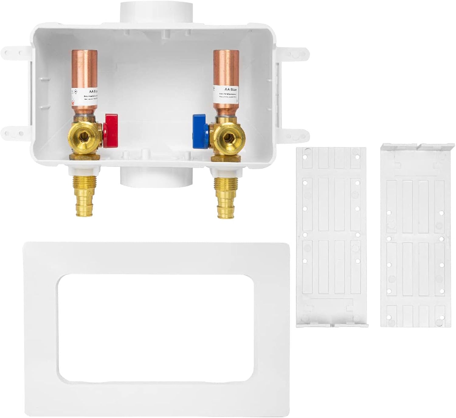 Washing Machine Outlet Box, Center Drain, 1/2 Inch Pex-A Inlet x 3/4 Inch MHT Outlet Connection, Laundry Washer Valve Outlet Box (Pack of 10)