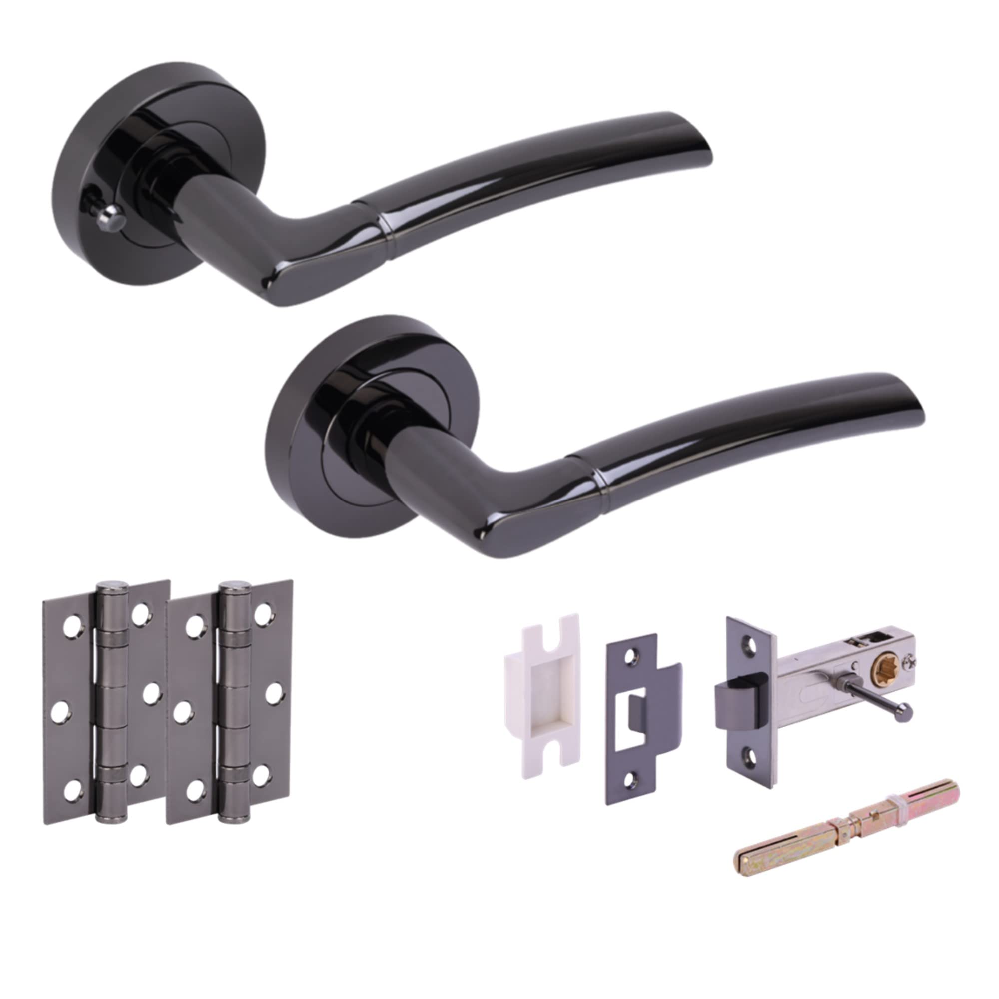Hunta Nemo Door Handle Lock Pack 2 Hinges - Black Nickel - View #2