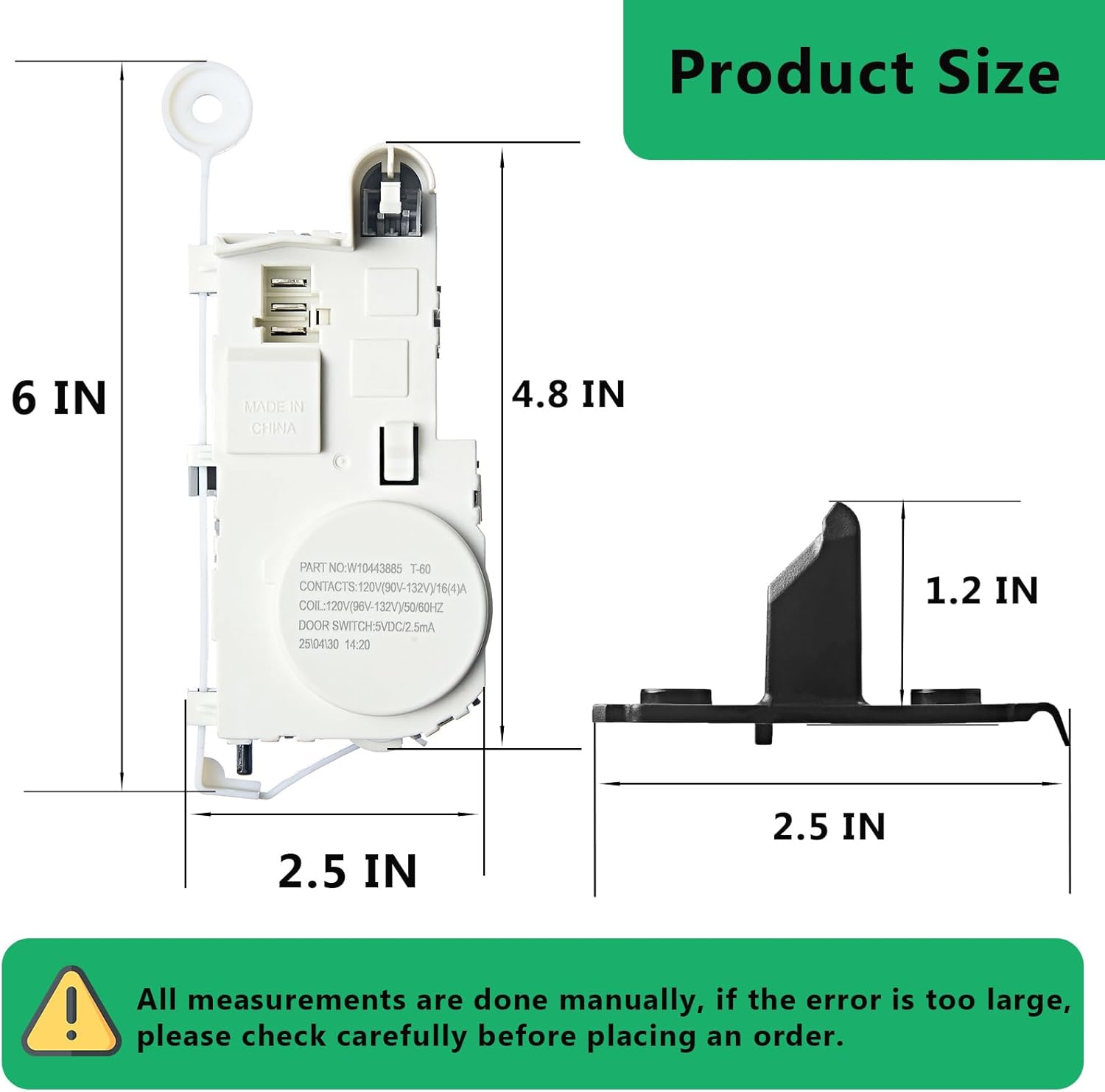 (𝟐𝟎𝟐𝟓 𝐔𝐩𝐠𝐫𝐚𝐝𝐞) W10443885 Washer Door Lock Latch & W10488048 Washer Door Strike Assembly - Compatible with Whirlpool Maytag Washing Machine Door Switch (2 PACKS)