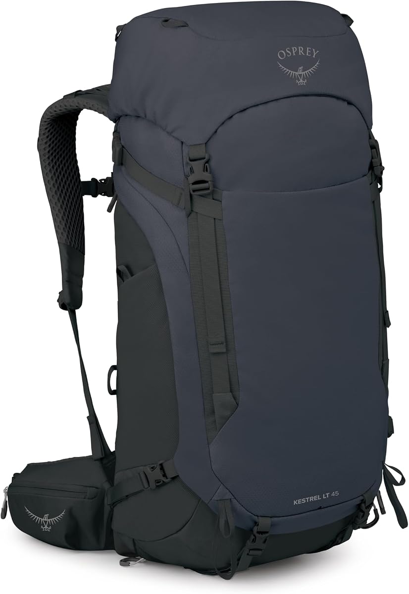 Mochila tipo mochila para hombre Kestrel LT 45L, color negro OS | Paquete de senderismo, equipo de campamento, paquete de viaje nocturno, cubierta impermeable para la lluvia, cubierta para la lluvia incluida, almacenamiento impermeable, bolsa seca