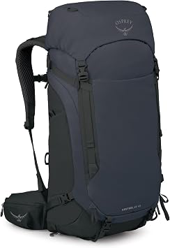 Osprey Kestrel LT 45L Men's Backpacking Backpack - Lightweight Hiking & Camping Bag with Waterproof Raincover, Black
