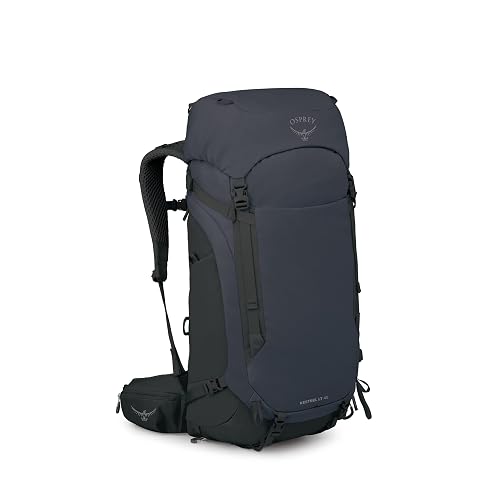 Osprey Kestrel LT 45L Men's Backpacking Backpack - Lightweight Hiking & Camping Bag with Raincover, Black