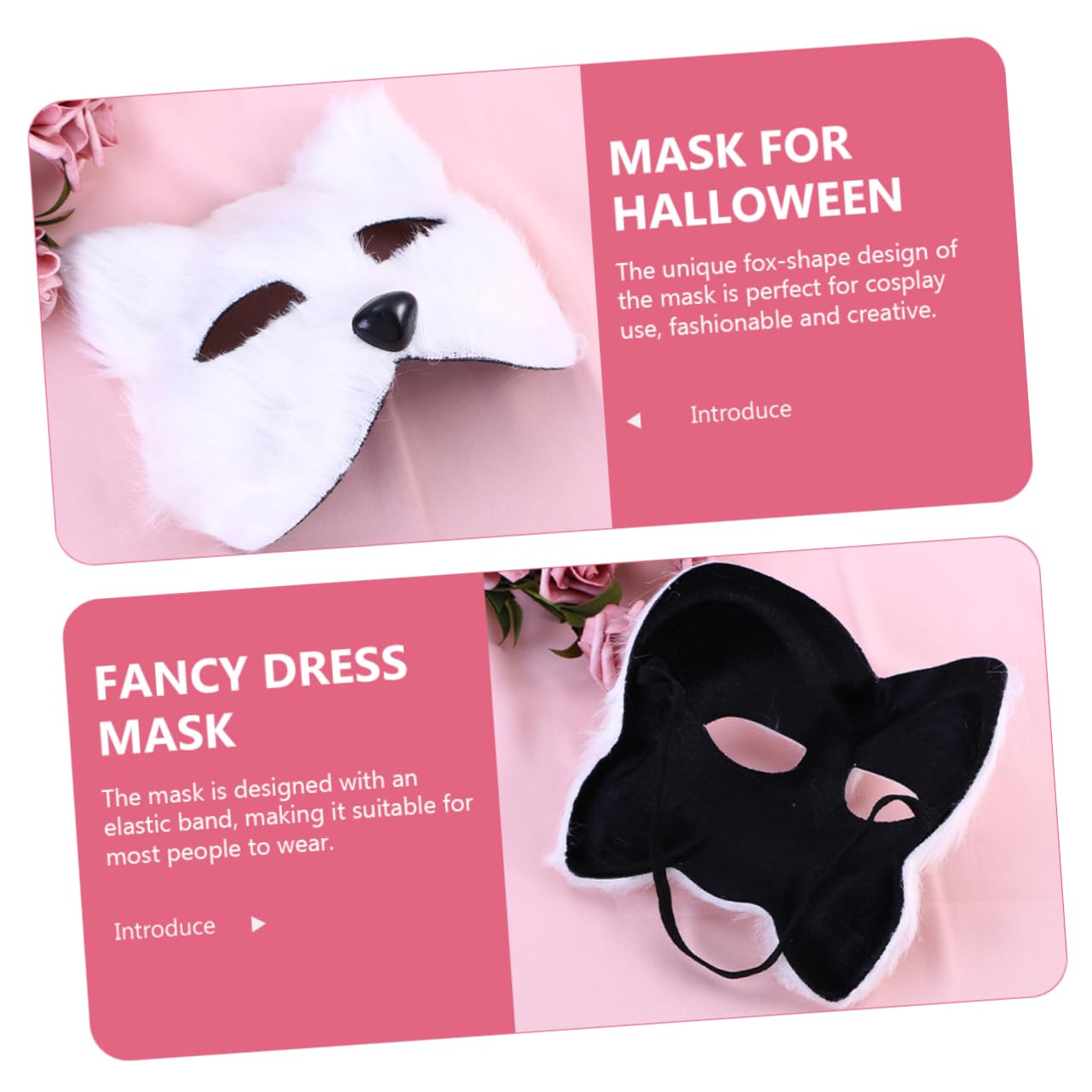 LIFKOME 2pcs Plush Half Face for Masquerade Carnival and Cosplay Comfortable and Party Decorative Masks Elastic Band for Adults and and