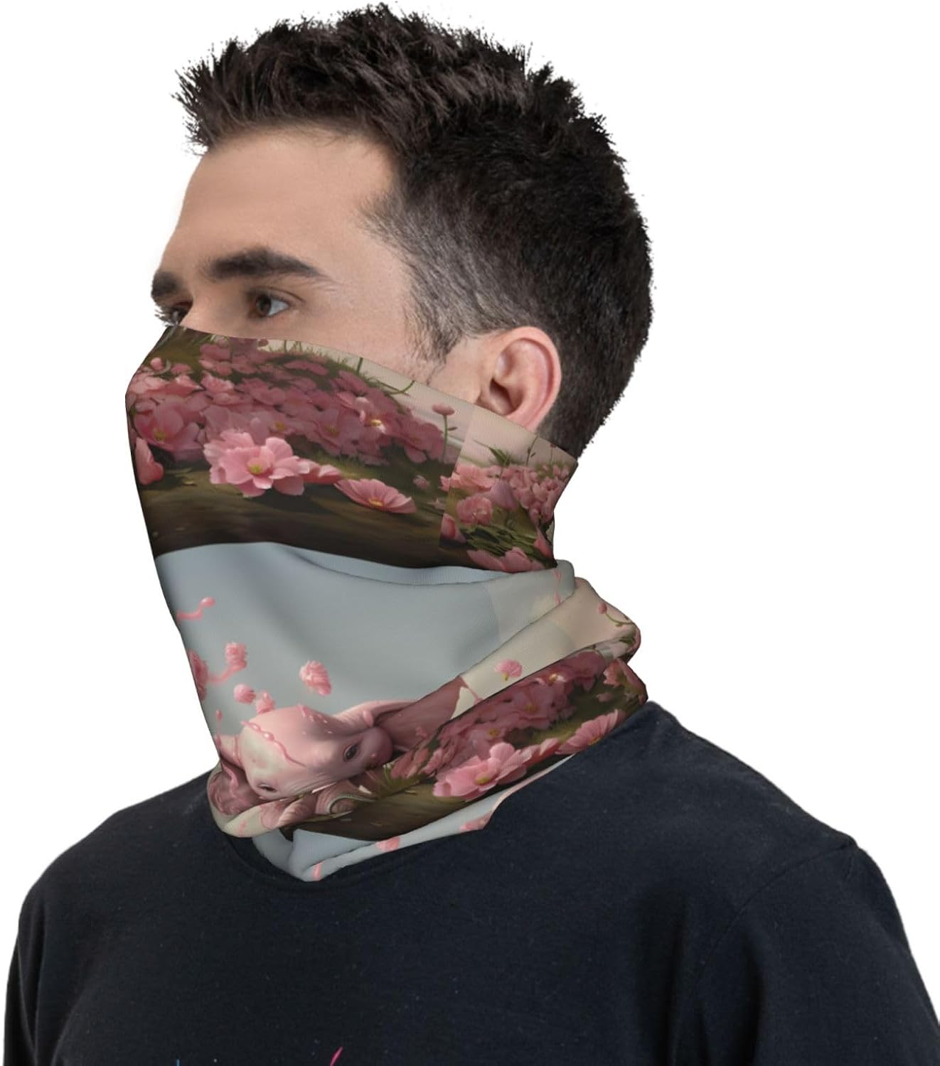 Little pink elephant watering the flowers Printed Multifunctional sports headscarf Headband, face mask, wristband