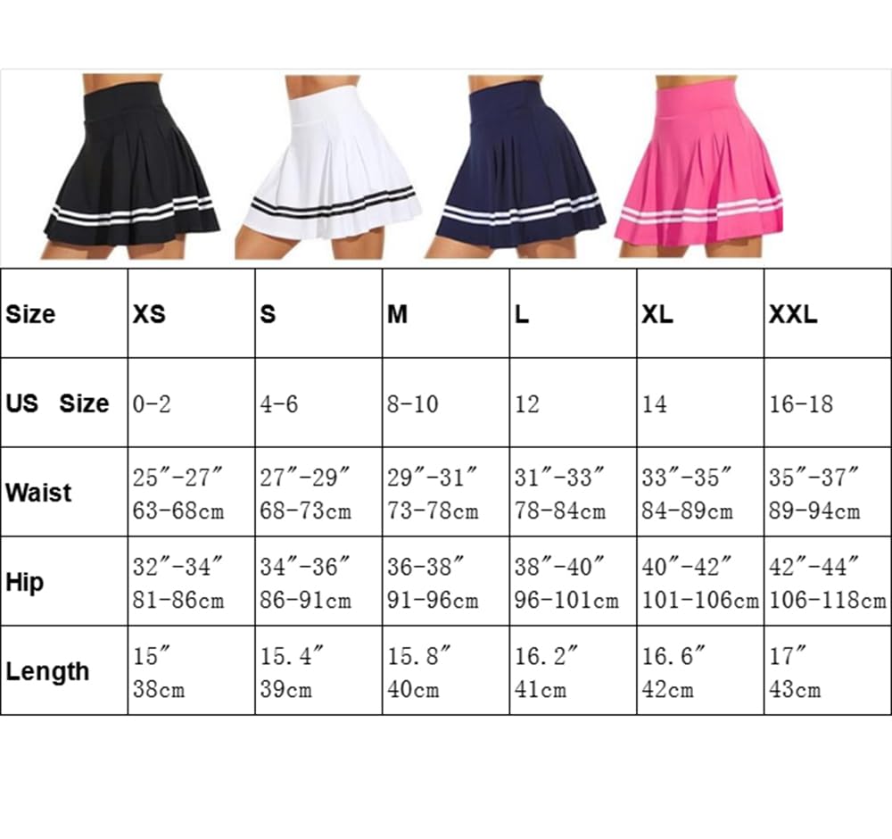 ThreeH Falda de Tenis Plisada de Cintura Alta para Mujer Pantalones Cortos con Forro Incorporado Niñas Uniformes Escolares para Niñas con 2 Bolsillos