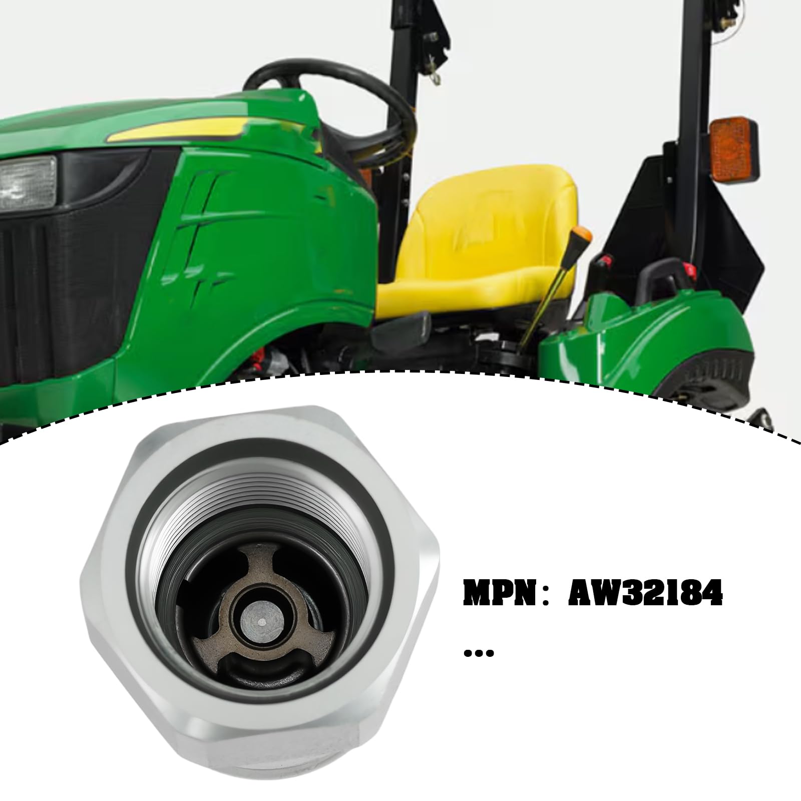 Conector Rápido de Aceite Hidráulico para Tractor (2 Unidades Cabezal Macho AW32184) Compatible con John Deere 1023E 1025R 1026R Y 2025R.