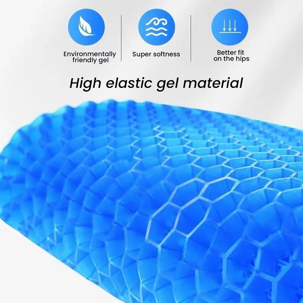 Cojín ortopédico de gel para asiento de nido de abeja – Cojín ergonómico grande y suave con funda para silla de oficina y silla de ruedas – 15.75 x 13.78 pulgadas