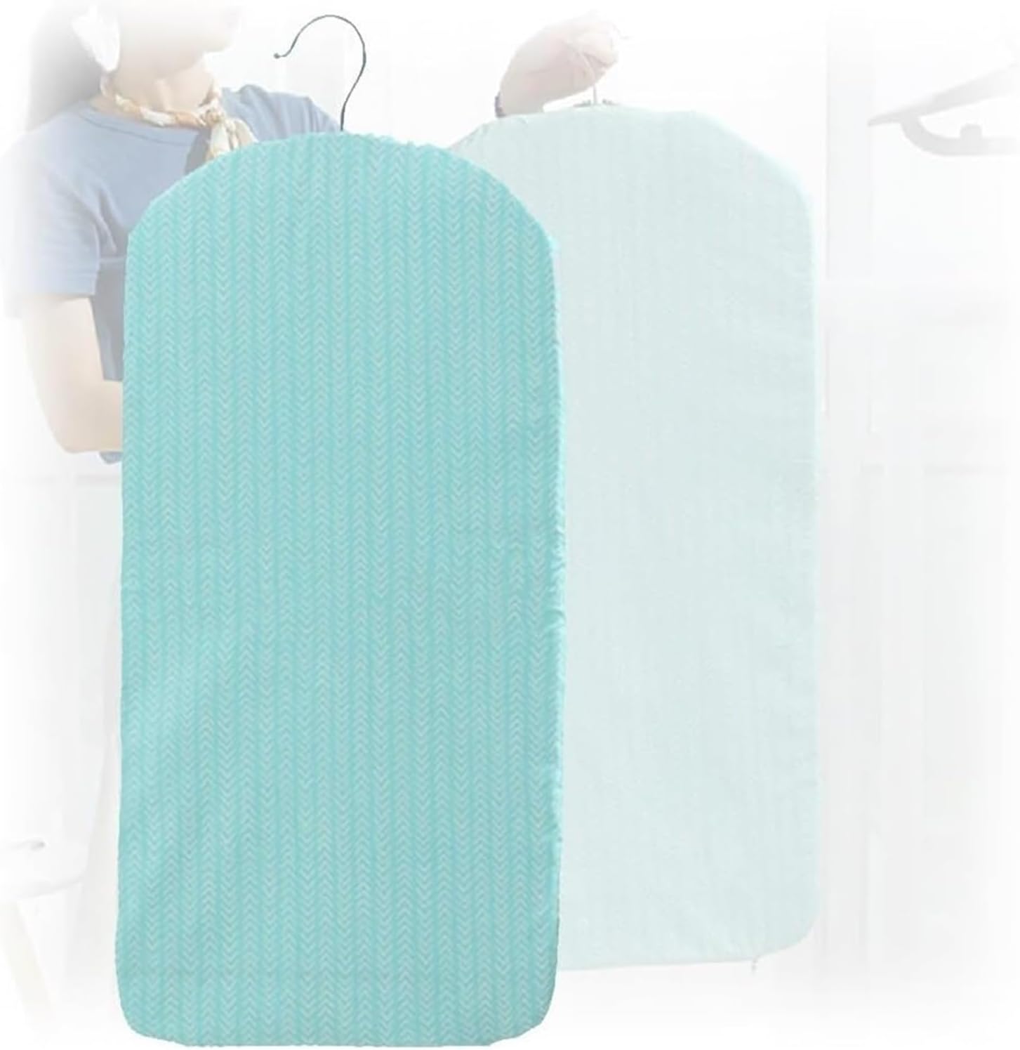 Ironing board cover, Replacement Door Hanging Cotton Iron Cover And Extra Thick Pad, Stain & Durable Scorch(Green B)