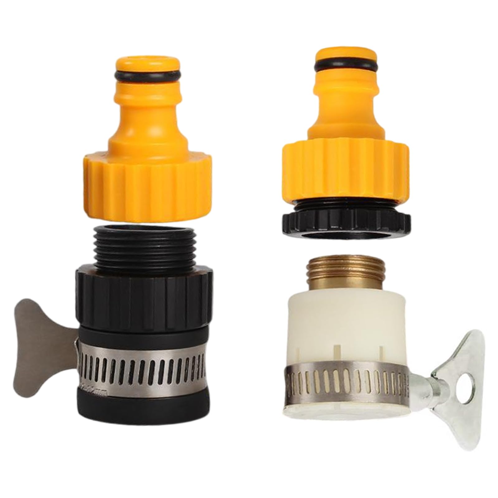 LoNinLoAn Kitchen Tap Hose Connector, 4 Pcs Hosepipe Connectors, Universal Hose Tap Connector, 1/2"-3/4" Hose Connector for Garden Indoor