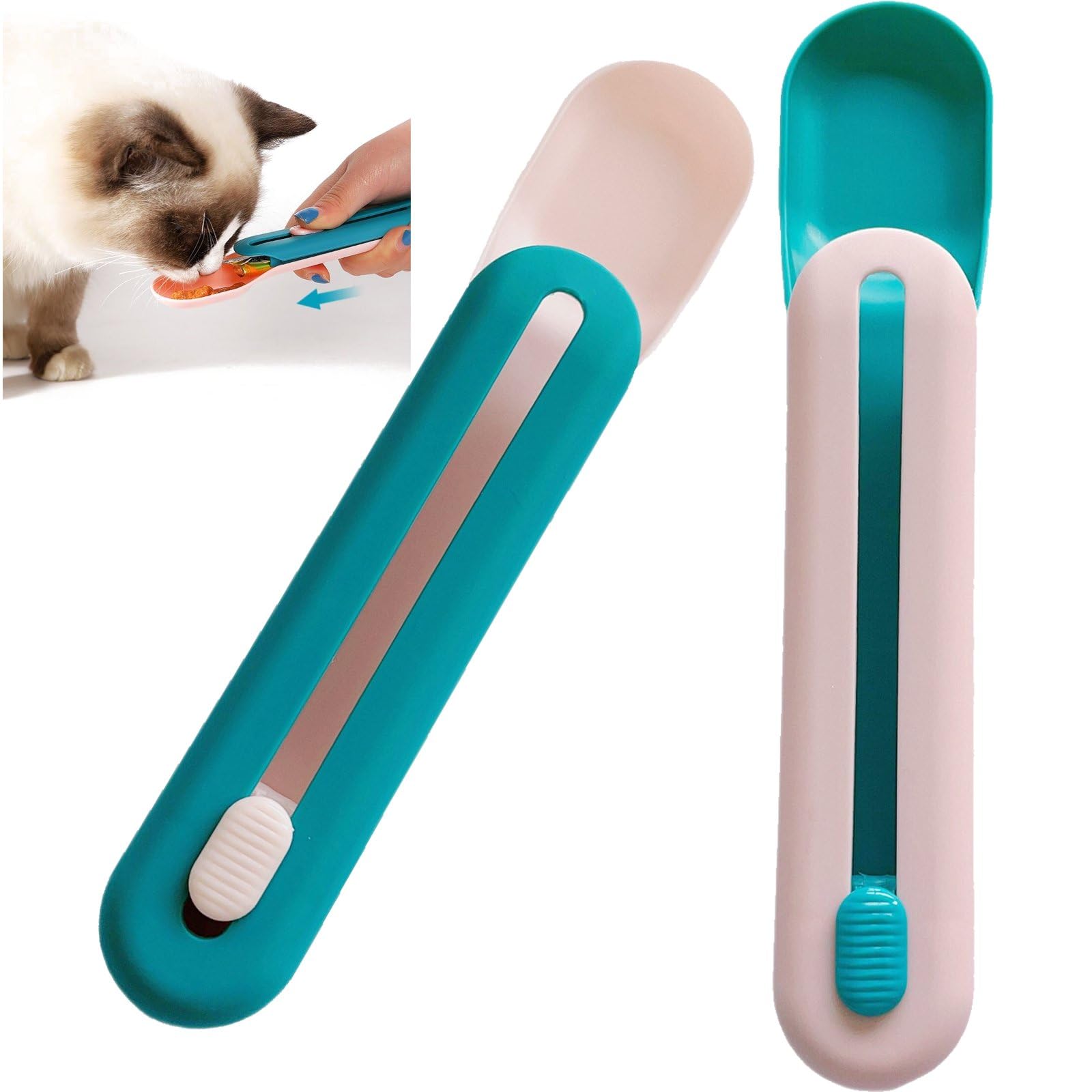 Fituenly 2pcs Cat Strip Feeder Spoon, Cute Cat Spoons, Multi-functional Cats Spoon for Liquid Snack, Pet Feeding Spoons for Cats, Pet Squeeze Spoons for Wet Food and Puree