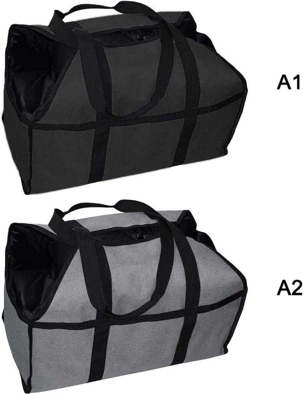 qiuqiu Firewood Log Carrier Tote Bag, Canvas Fireplace Wood Holder Heavy Duty Firewood Carrier Bag with Durable Handle Fireplace Wood Stove Accessories for Camping Firewood-Gray