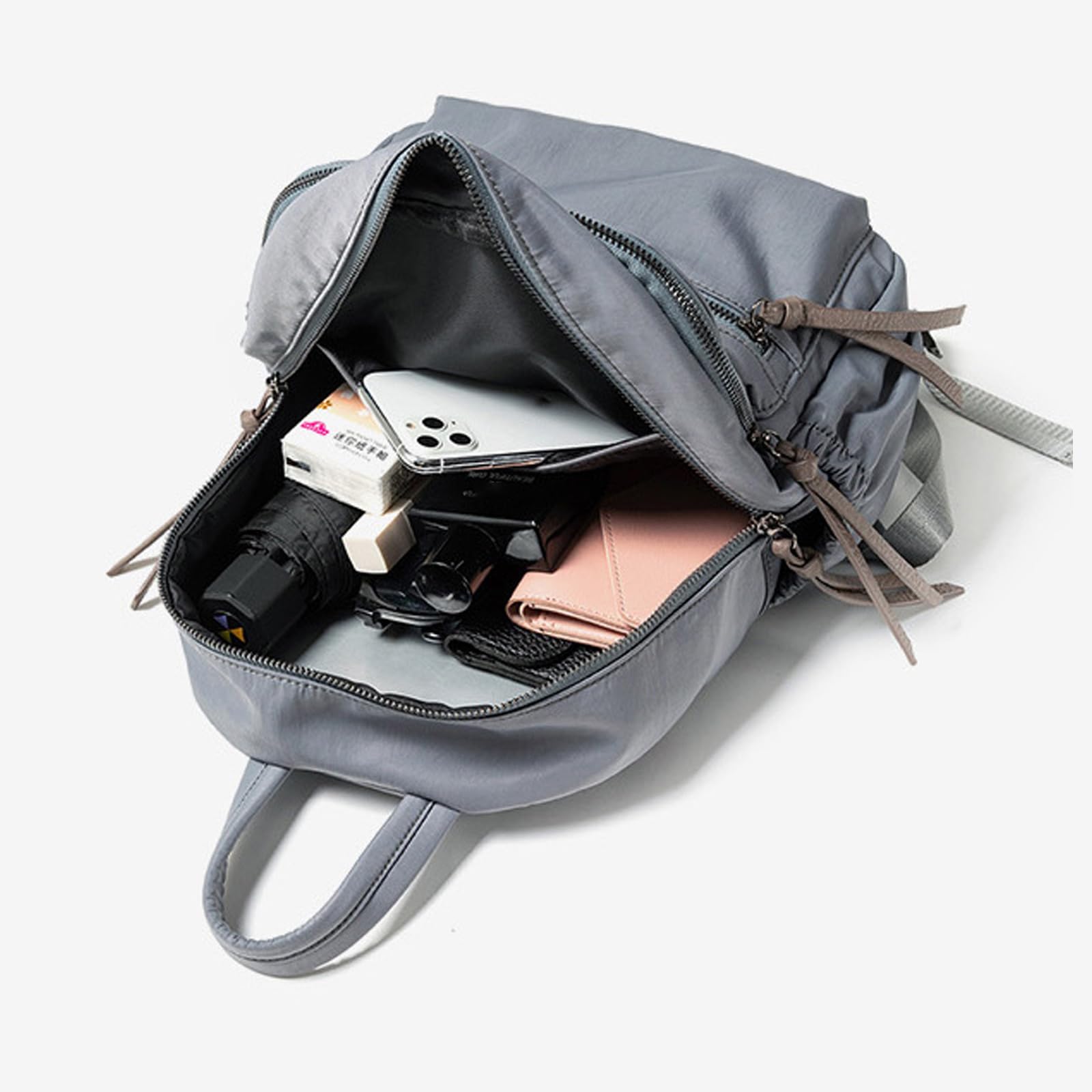 BUKESIYI Mujer Bolsos Mochila Niña Vestir Antirobo Pequeña Casual Nailon Piel Bandolera Portatil ES78596 Fekete