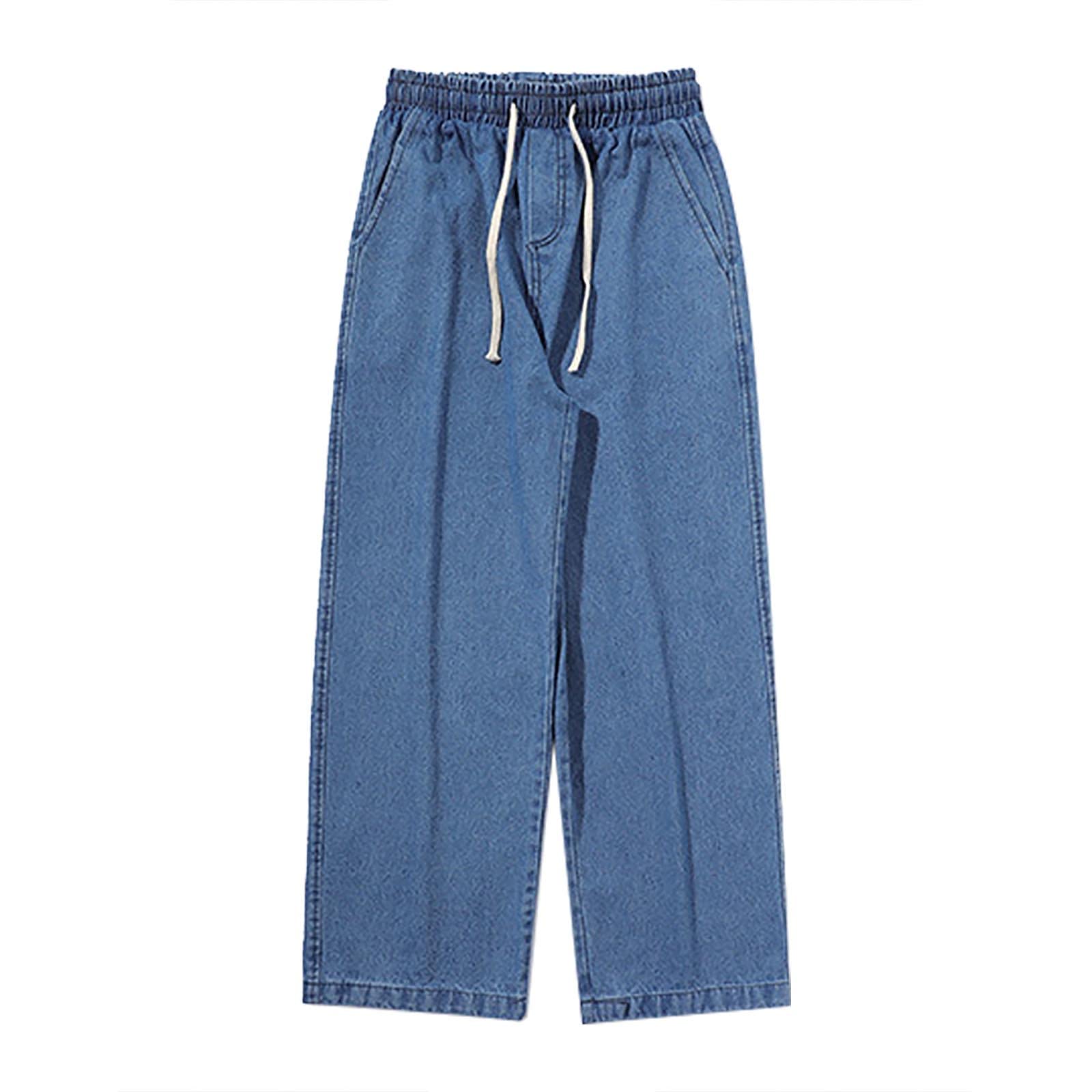 Mens Jeans Slim-Fit Straight Leg Stretch Waist Y2K Jeans Summer Casual Sports Camping Comfortable Fashion Slouchy Daily Wear