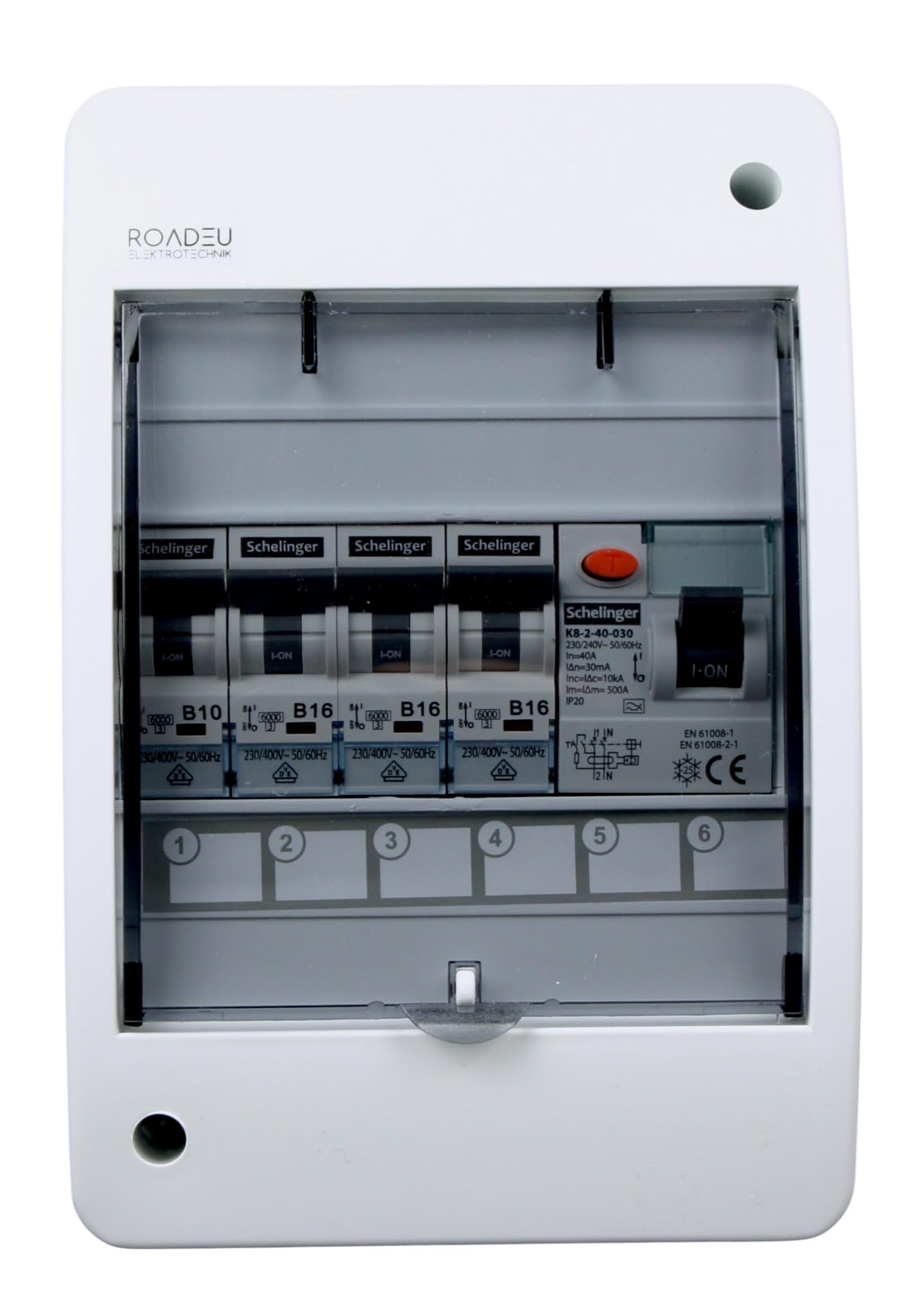 RoadEu - Caja cuadro electrico con interruptor diferencial 40A 2P tipo A/AC y Disyuntor LS 3x B16A, B10A, Caja de fusibles Ideal para talleres, cobertizos o jardines.