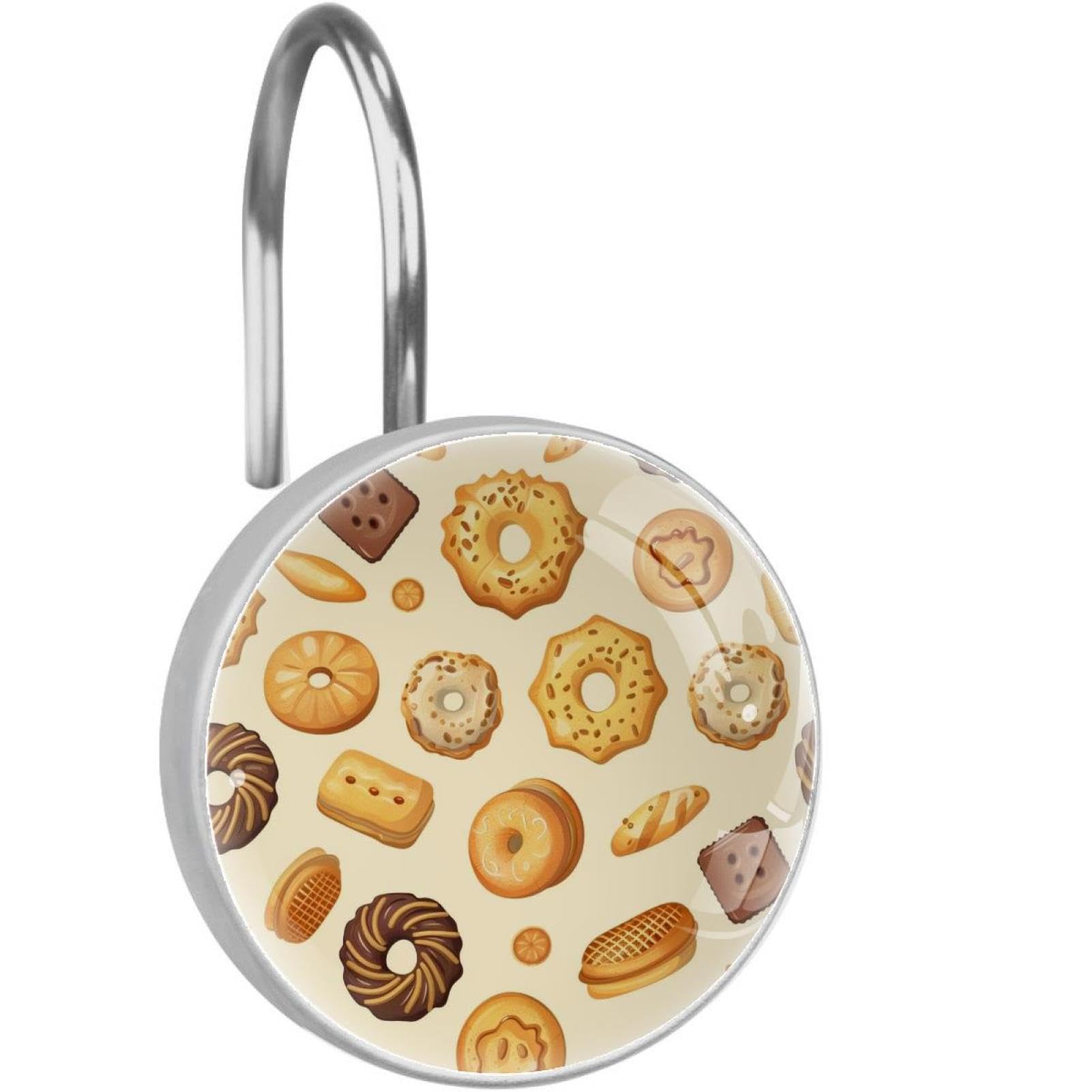 Ganchos para cortina de ducha con cristal brillante y diseño de galletas, juego de 12