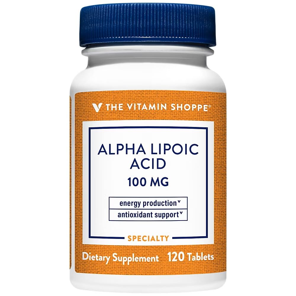 The Vitamin Shoppe Alpha Lipoic Acid 100mg, Natural Antioxidant Formula to Support Glucose Metabolism & Promotes Healthy Blood Sugar (120 Capsules) 1 Count (Pack of 1)