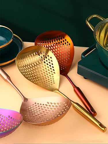 Miniatura 4 de Anller Skimmer - Cuchara ranurada - Cuchara de filtro de pasta de acero inoxidable 304 con mango cómodo y agujeros para colgar, colador de malla