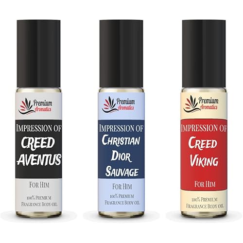 Our Impression of Premium Fragrance Body oil - Travel Size Roll on Aventus, Viking, Sauvage (M) Set