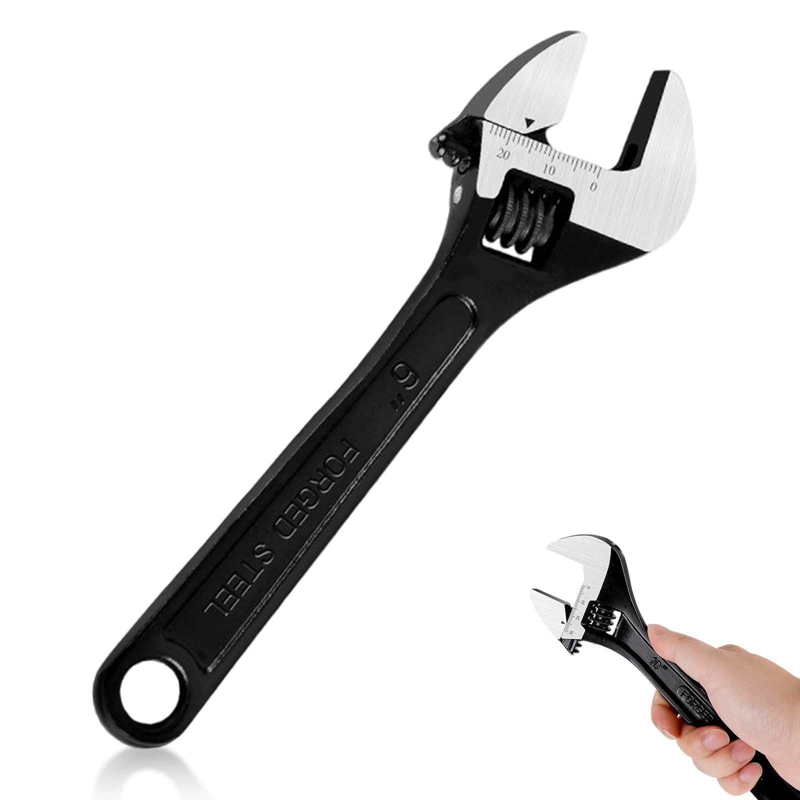 NIYATA 6 Inch Small Adjustable Spanner, 20mm Mini Adjustable Spanner, 150mm Durable Steel Hand Wrench Portable & Durable Steel Tool for Auto, Mechanical & DIY Repairs (Black)