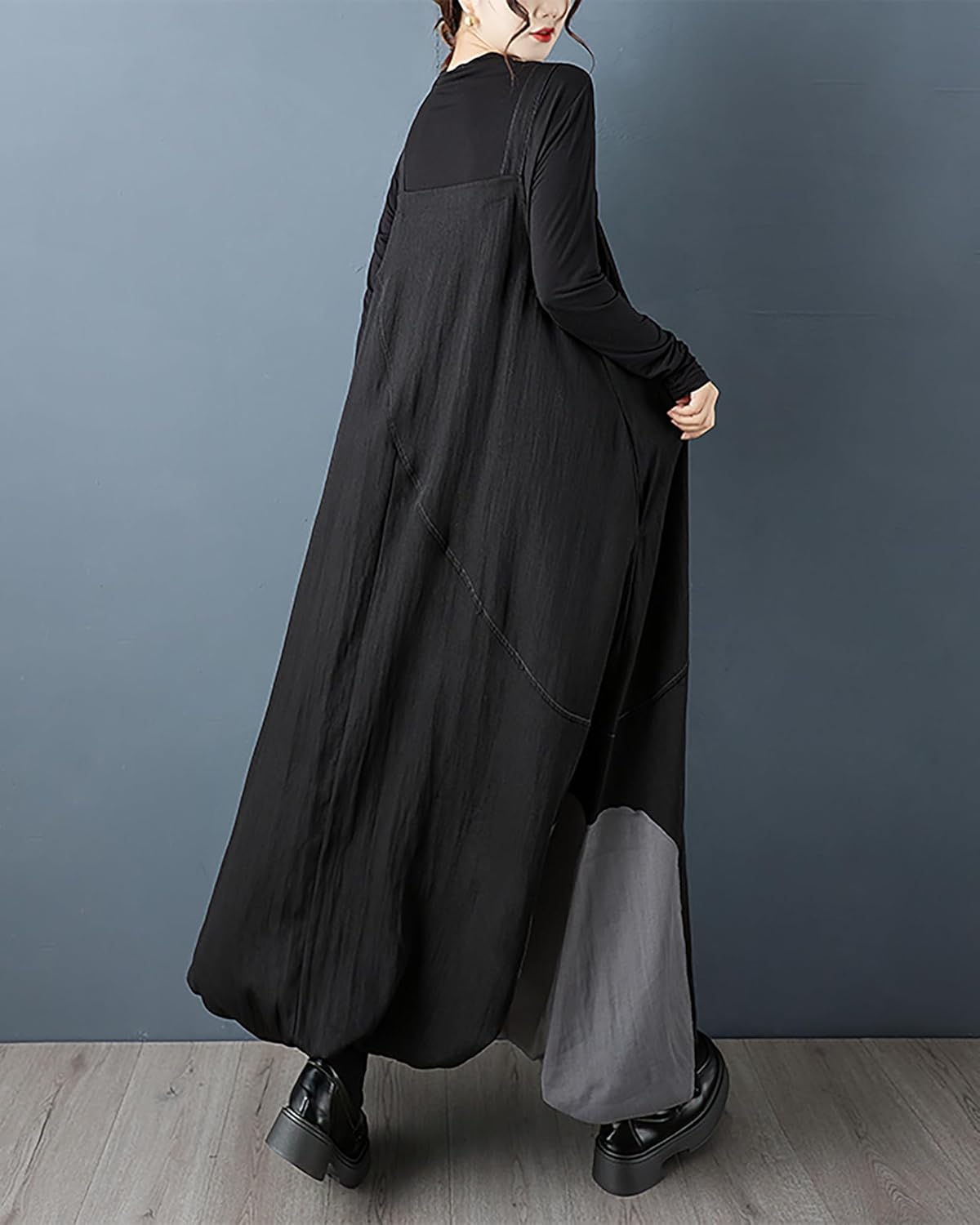 ellazhu Women's Dress Suspender Printed Sleeveless Plus Size Pleated Maxi Hem Pockets GZ737 A - Image 5