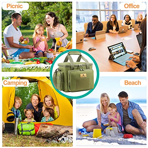 Hshrish Tactical Large Lunch Box, Insulated Lunch Bags For Men, Heavy Duty Leakproof Lunch Cooler Bag With Shoulder Strap Lunch Pail For Work Shifts Camping Outdoor Day Trips (12L,Army Green) #TOP6