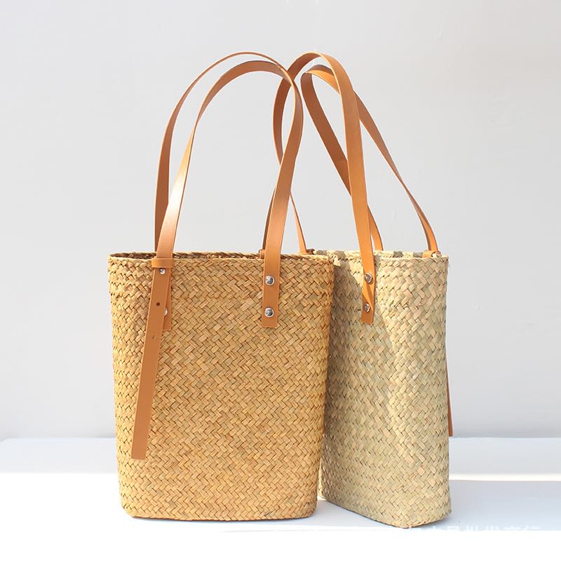 1pc primary color Weave Bag，7.67 * 3.34 * 10.23inch， Adorable Grass Style, Trendy， Versatile Must Have in Handbags Wallets4