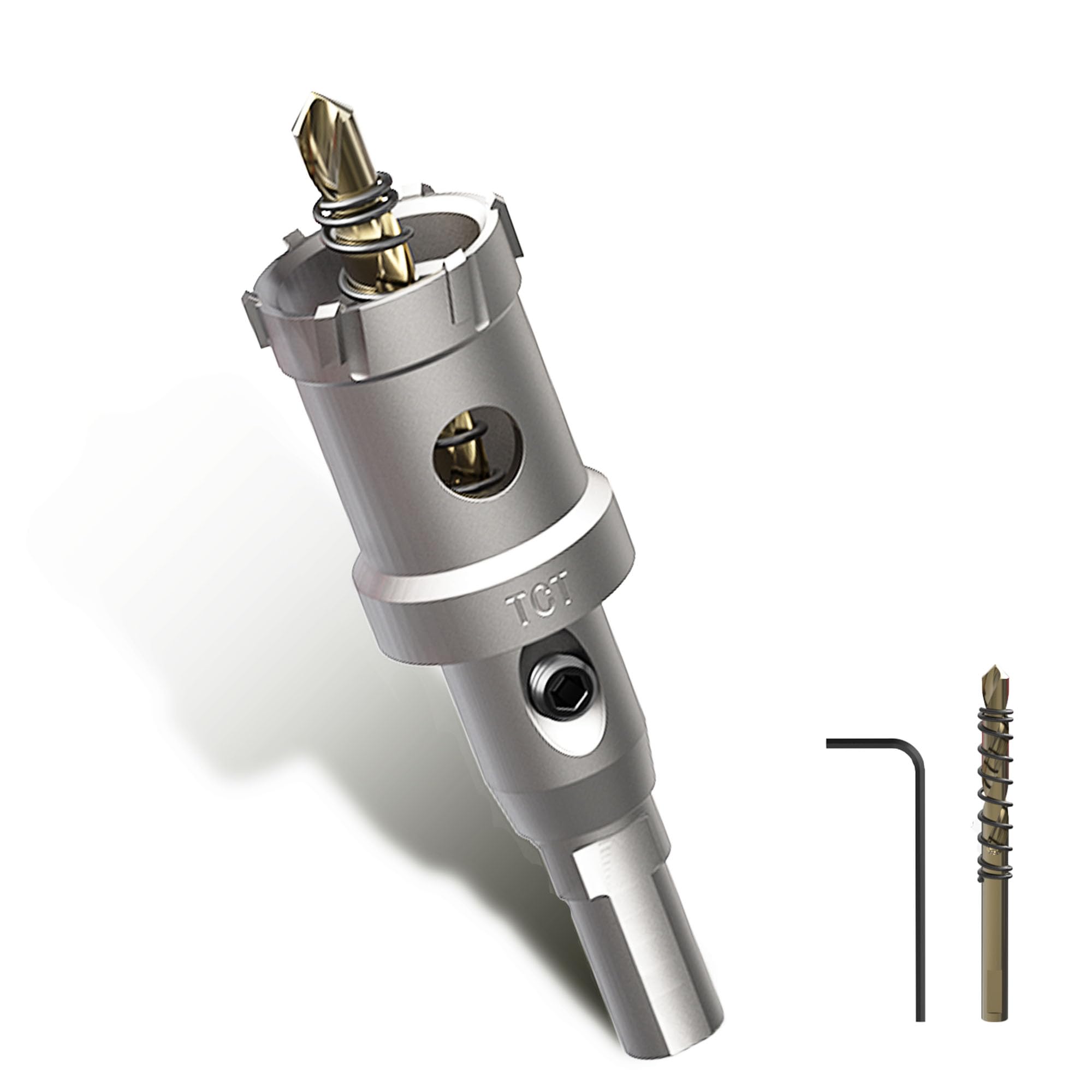 28mm TCT Hole Saw Tungsten Carbide Tipped Metal Hole Cutter for Stainless Steel Aluminium Wood, with Hex Key & Pilot Drill Bit