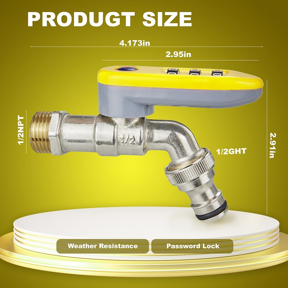 TMOK Lockable Outdoor Faucet and Passworde Lock-1/2 x 1/2” Brass Hose Bibb Garden Faucet with Passworde Lock Quick Connect, Teflon Tape & Washers Included,Frost Resistant and Leak Proof