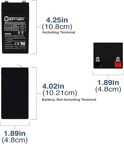 Miniatura 2 de Mighty Max Battery Batería SLA de 4 voltios y 4,5 Ah para Zareba Cargador solar de cerca de 2 millas