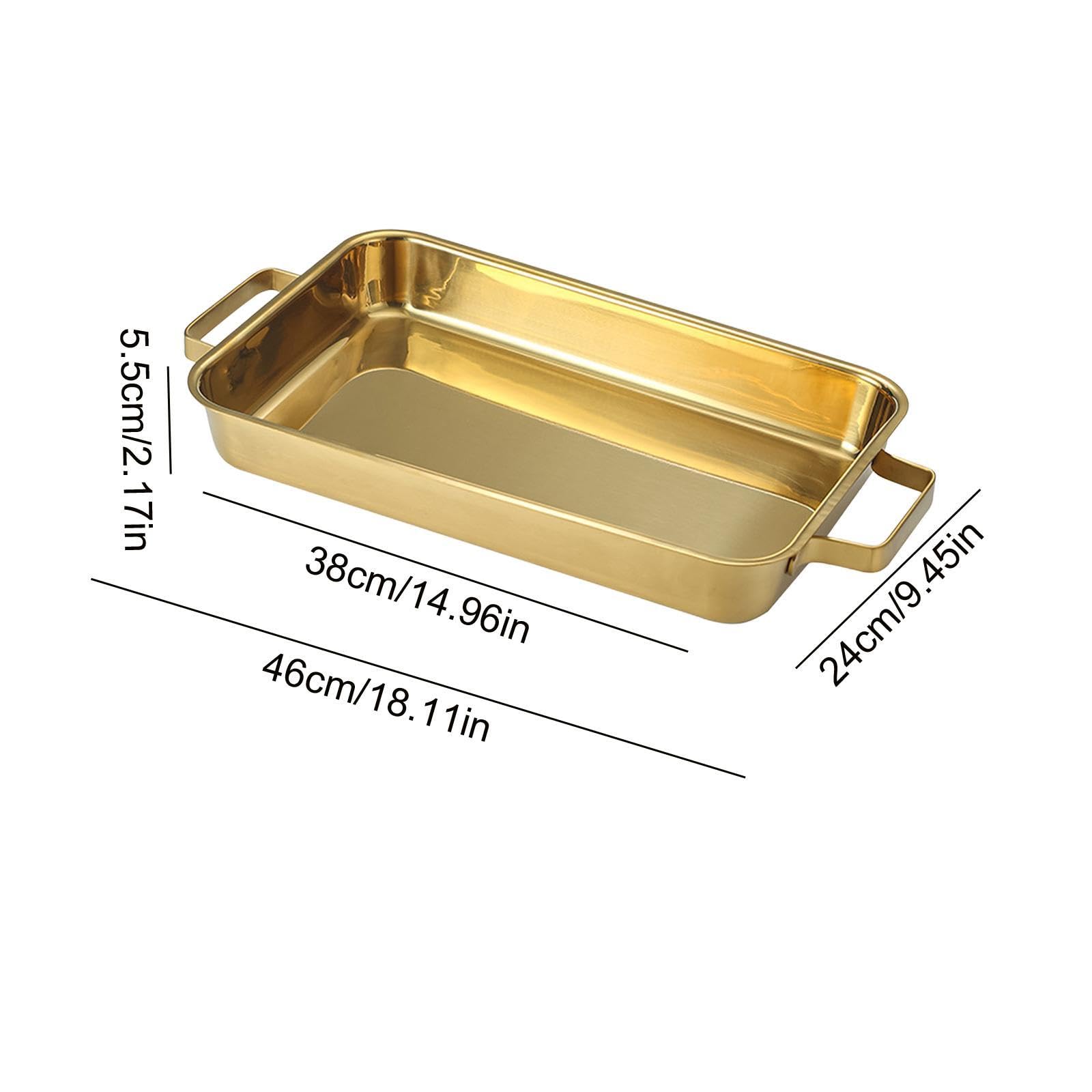 Fuente para Hornear Pescado de Acero Inoxidable con Asas Prácticas, Oro 38cm, Individual