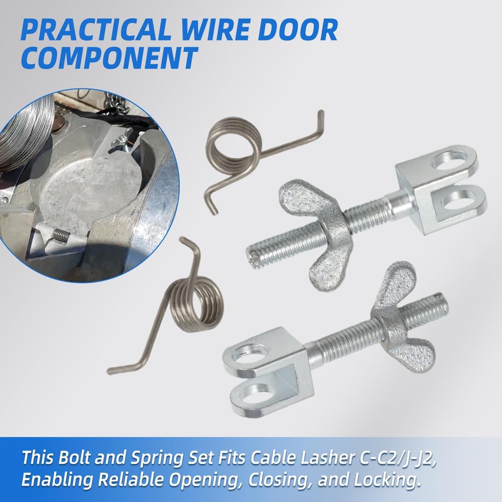 Bolt and Spring Compatible with Cable Lasher C-C2, J-J2 | Used on Wire Door - 4PCS (Iron Material)