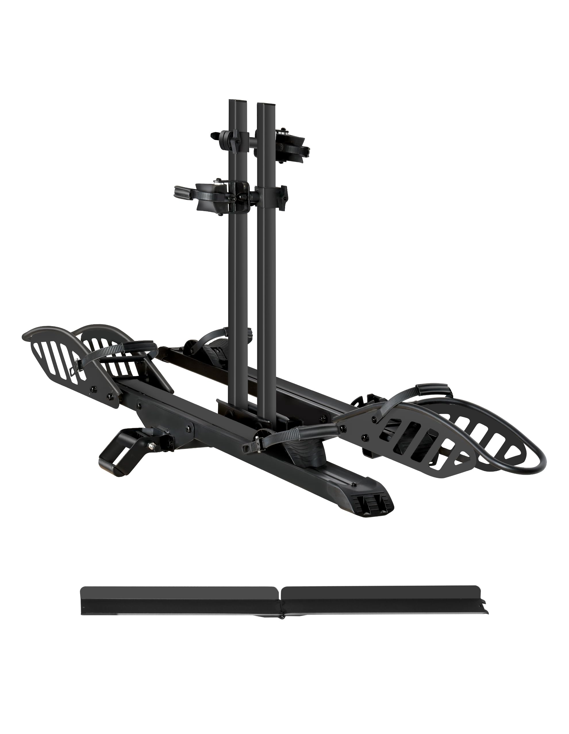 E-Bike Rack with Ramp, Hitch 2 Bike Rack, 200 lbs Capacity Electric Bike Carrier, Foldable Platform Mount for Cars, Trucks, SUVs, Minivans, Up to 5-Inch Fat Tire for 2'' Receiver