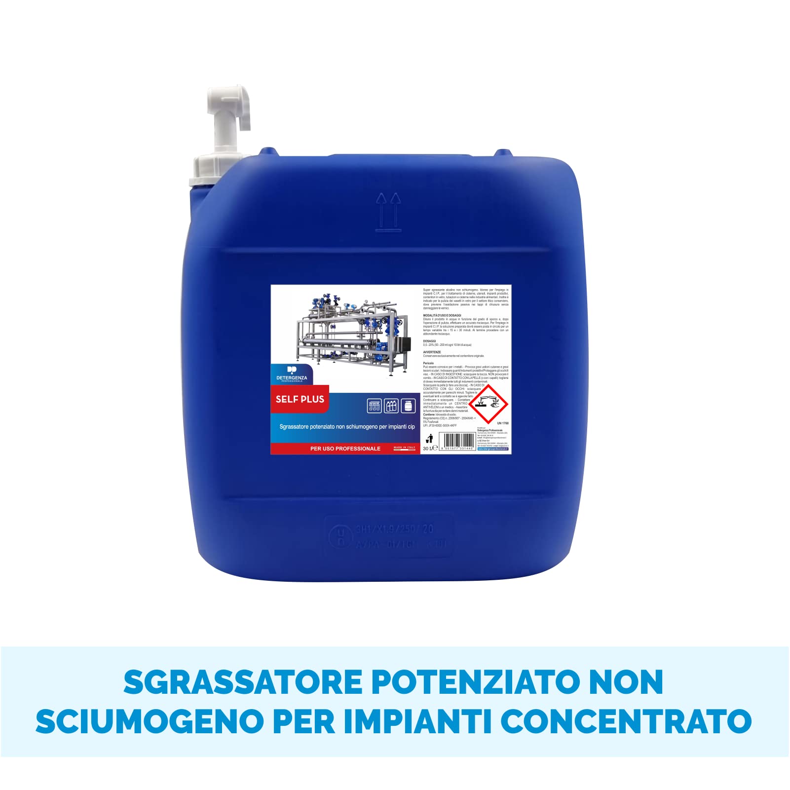 SGRASSATORE POTENZIATO Non SCHIUMOGENO per IMPIANTI CIP Self Plus CONCENTRATO - Tanica da 30 L
