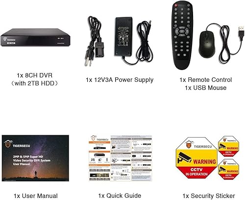 Miniatura 9 de TIGERSECU Grabadora de seguridad DVR Super HD 1080P de 8 canales con disco duro de 2 TB, grabadora híbrida 6 en 1 CCTV DVR compatible con cámaras de