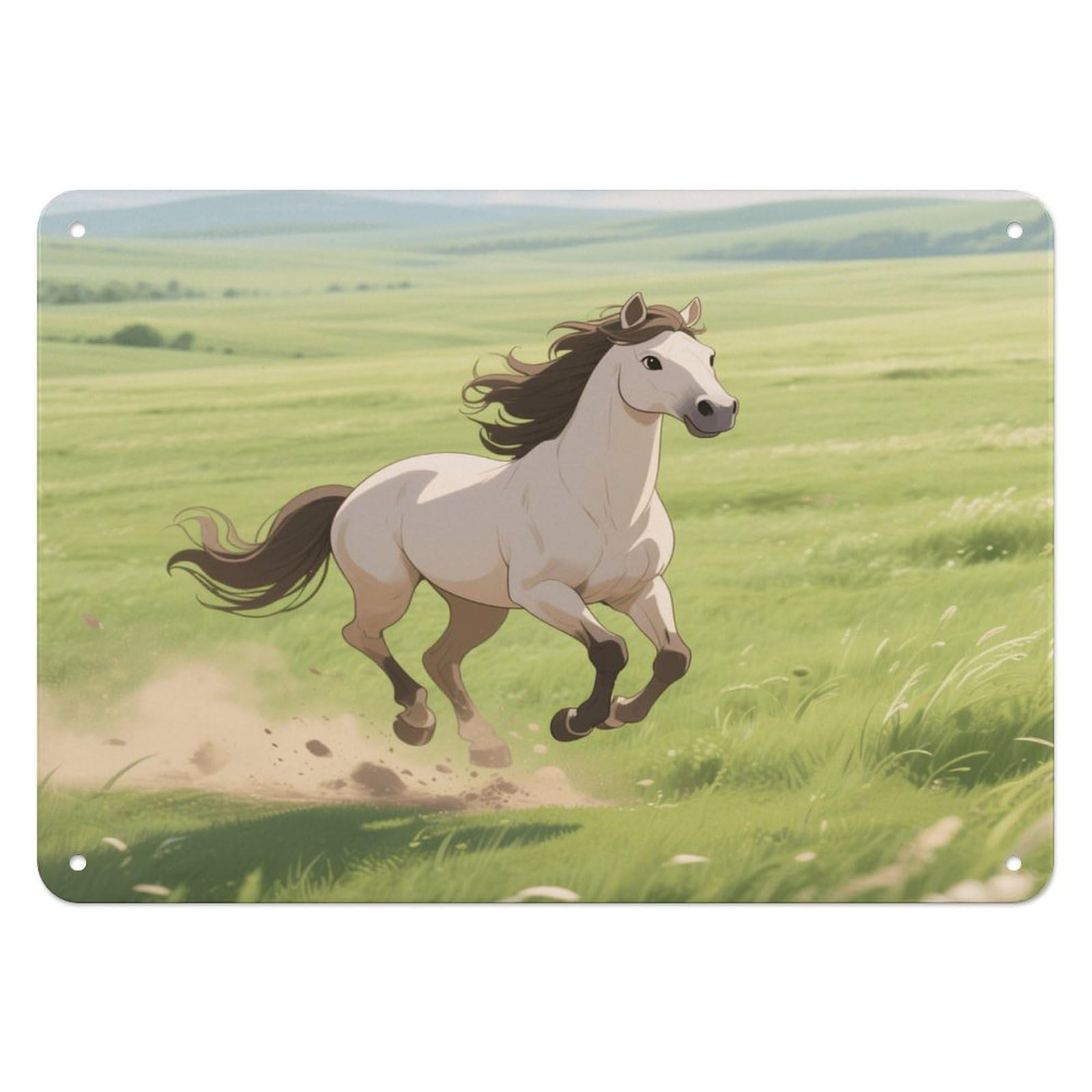 Fekiloot Style Horse On The Grassland Wall Decor Iron Painting Metal Sign