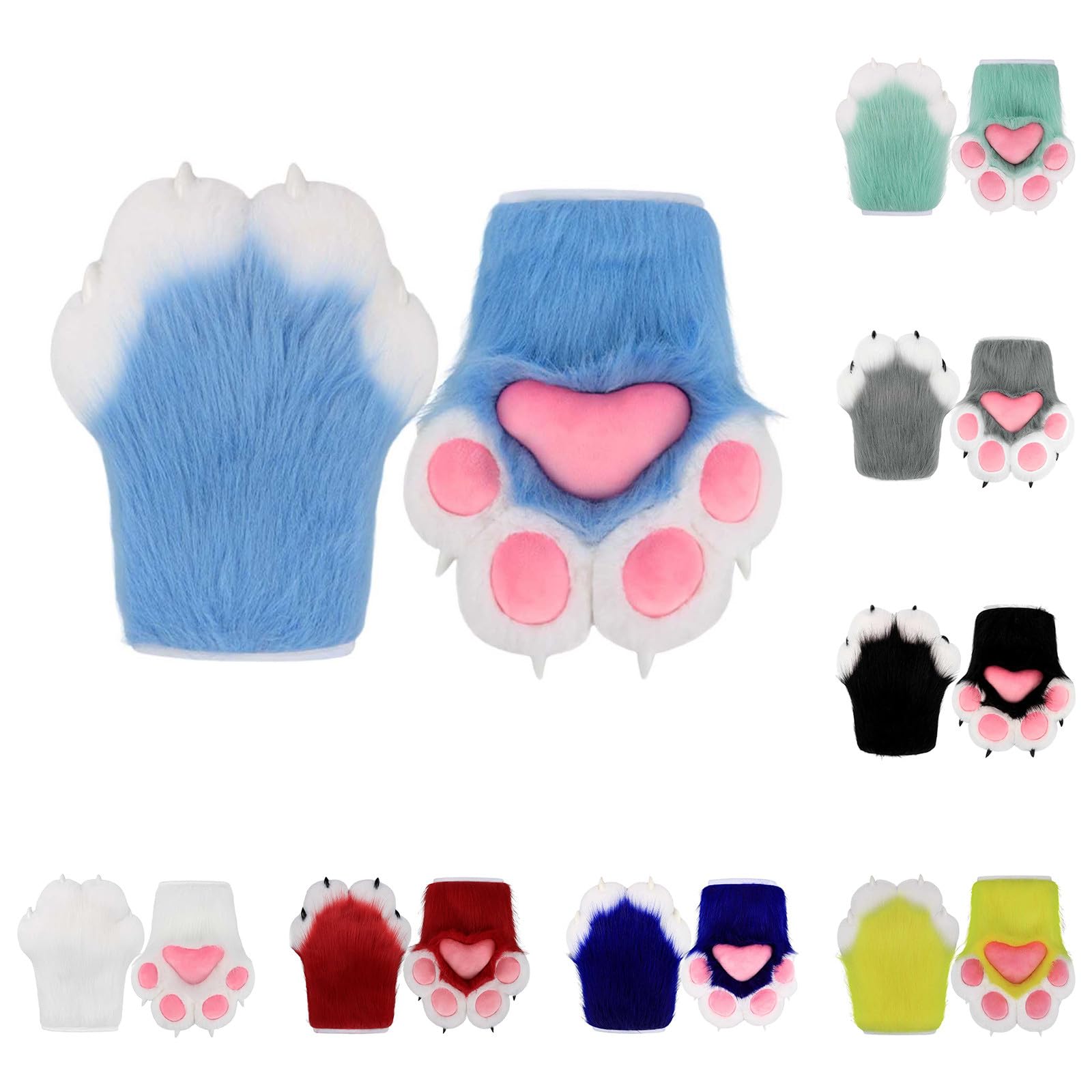 Guanti donna uomo animale pelliccia sintetica peluche gatto artiglio guanti Fursuit animale volpe zampe guanti guanti guanti costume accessori per adulti accessori carnevale accessori