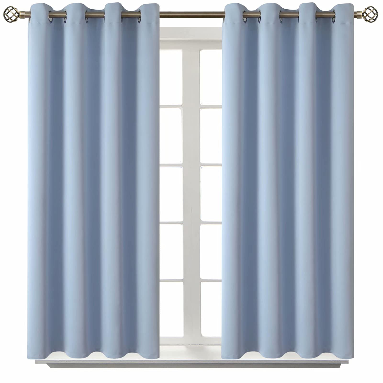 BGment Blackout Curtains for Living Room - Grommet Thermal Insulated Room Darkening Curtains for Bedroom, 2 Panels of 52 x 54 Inch, Spa Blue