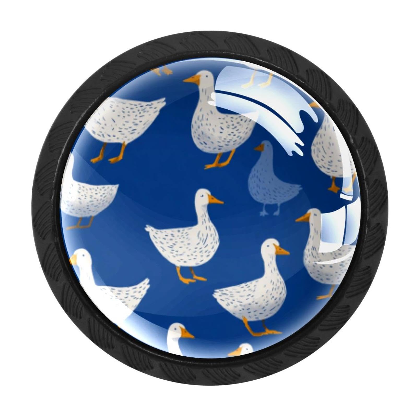 Boutons de meuble oie blanche au style original bleu pour relooker vos tiroirs