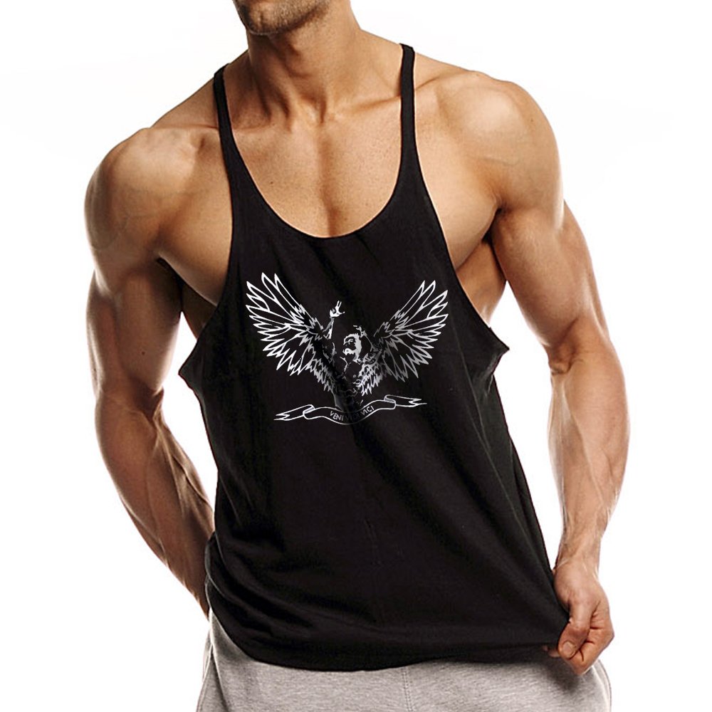 Men Workout Fitness's Sleeveless Bodybuilding Vest Tank Top Undershirt Black XL