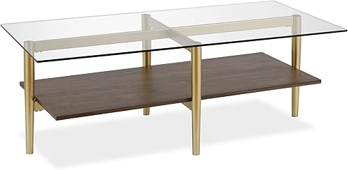 Miniatura 74 de Otto - Mesa de centro redonda de 36 pulgadas de ancho con estante MDF en latón/laca blanca Latón/blanco.,Oro/Nog,Bronce ennegrecido/mármol