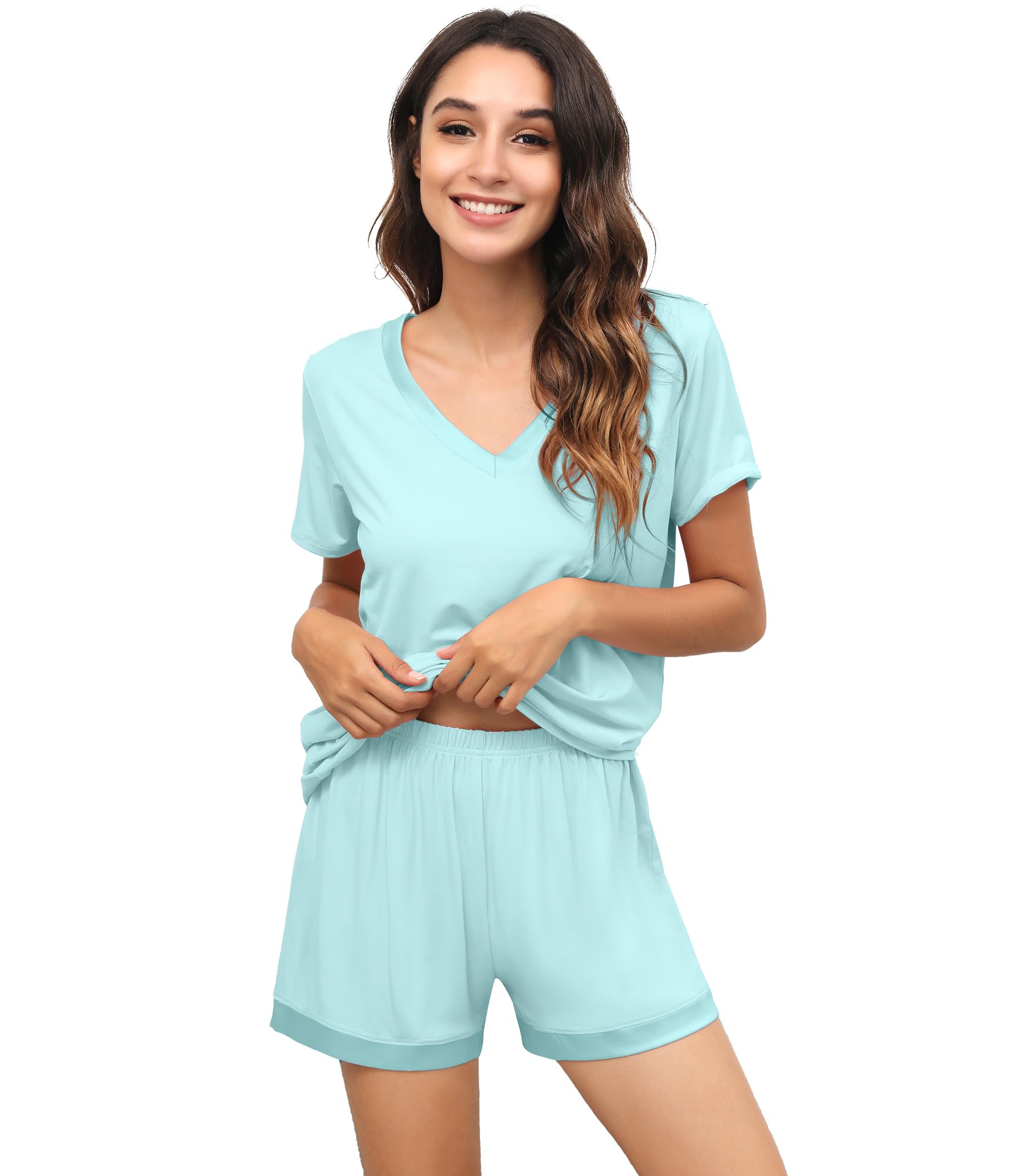 WiWi Bamboo Viscose Womens Pajamas Cooling Sleepwear for Hot Flashes S-4X