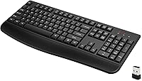 QUASIO Ergonomic Wireless Keyboard with Wrist Rest - Full-Size 2.4G Plug & Play for PC, Mac, Laptop, Desktop (Black)