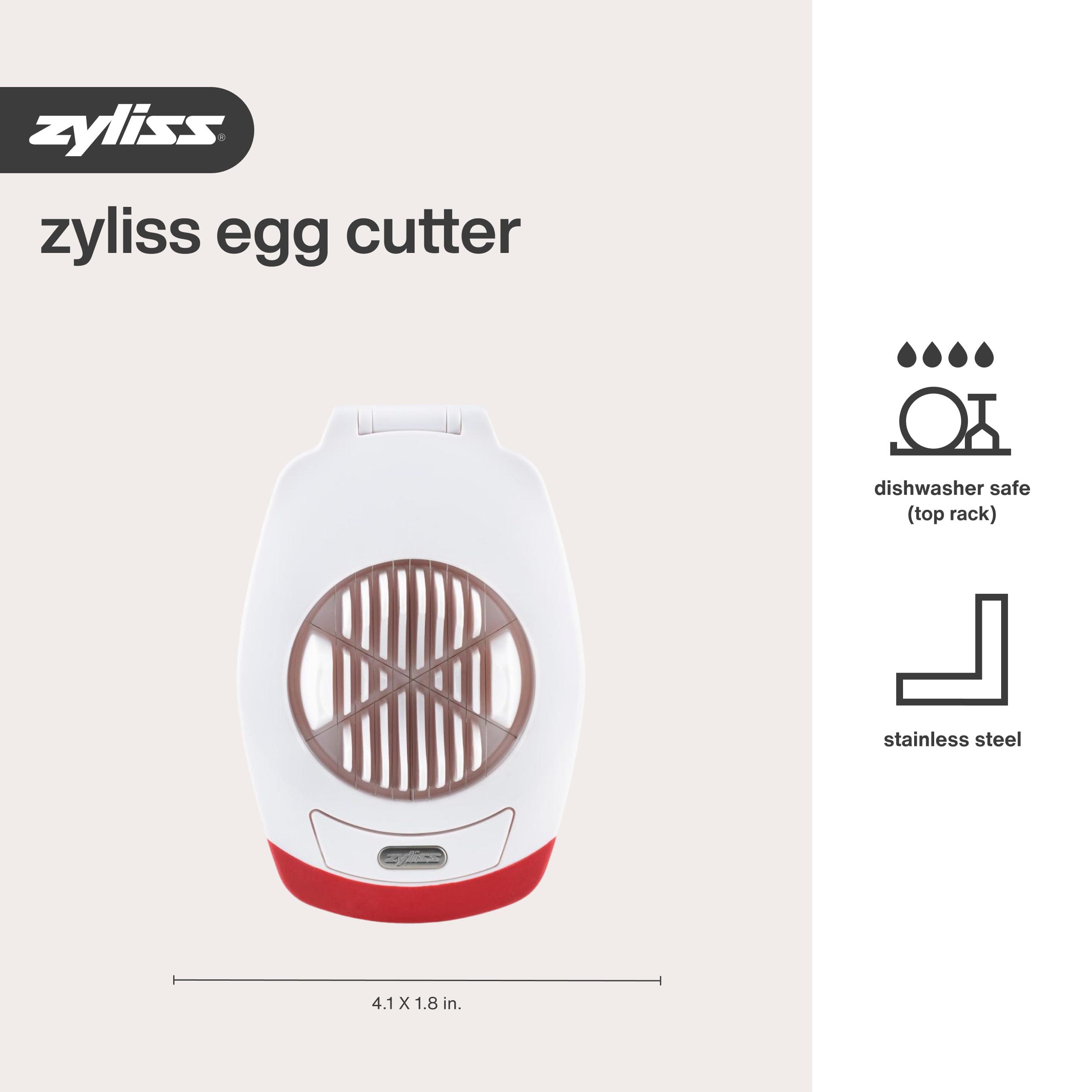 ZYLISS - Cortador de huevos, antideslizante, cortador de huevos y wedger con perforador integrado