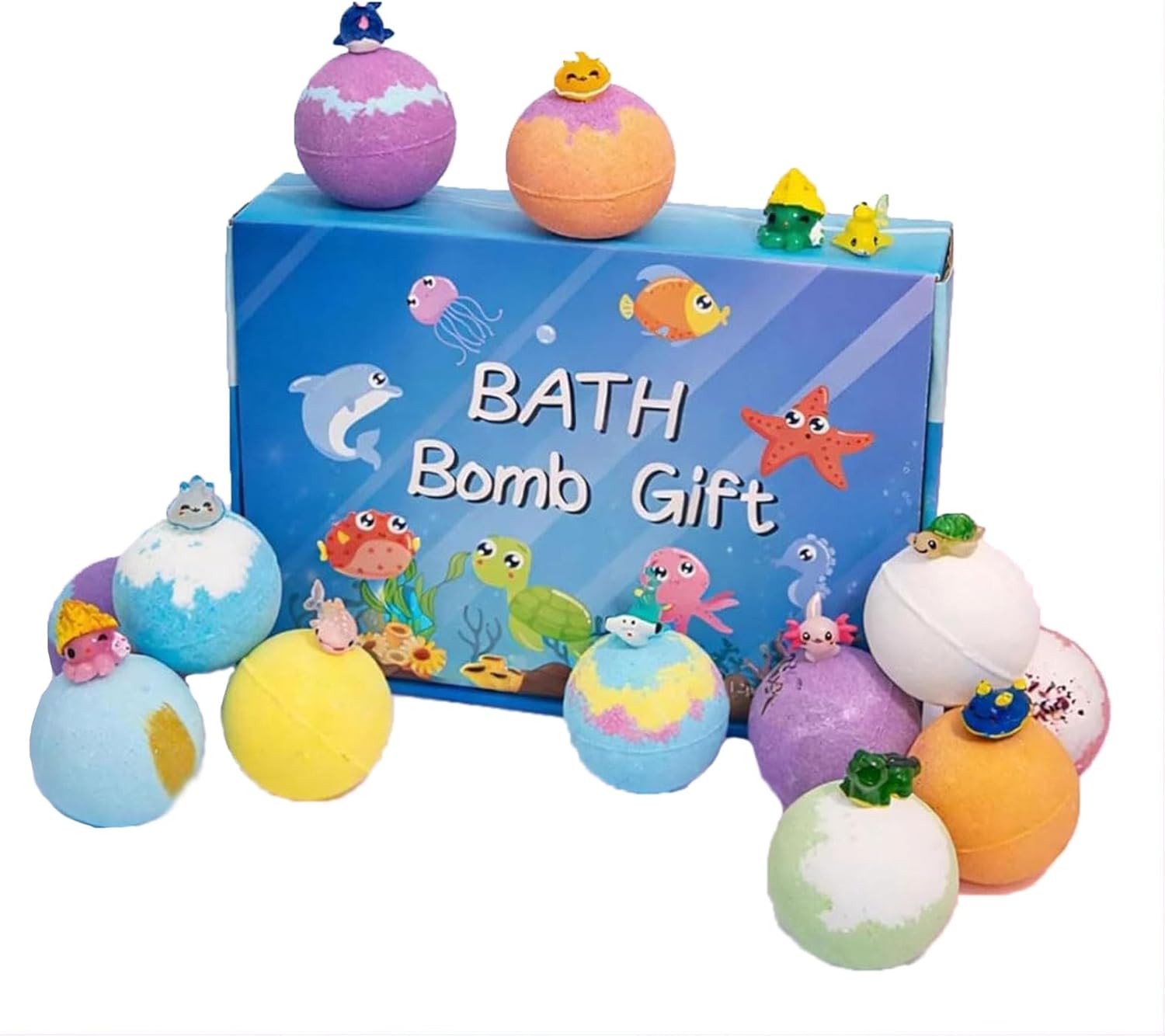 Bath Bombs for Kids 12 Pack, Bath Bombs Gift Set with Built-in Toys, Colorful Bubble Bath Products, Gentle and Safe