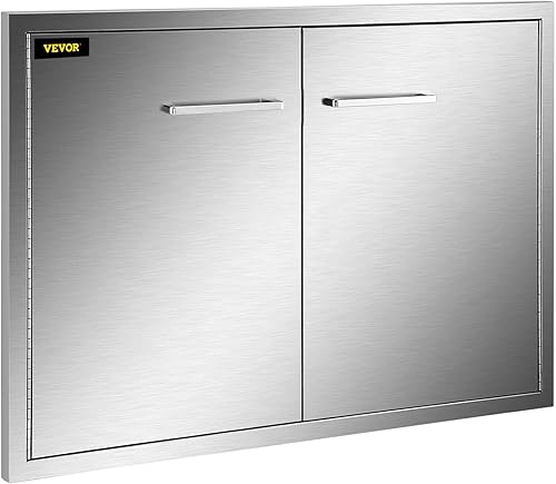 Miniatura 8 de VEVOR Puerta de acceso doble para barbacoa, puertas de cocina para exteriores, 33 pulgadas de ancho x 23 pulgadas de alto, armarios de exterior de