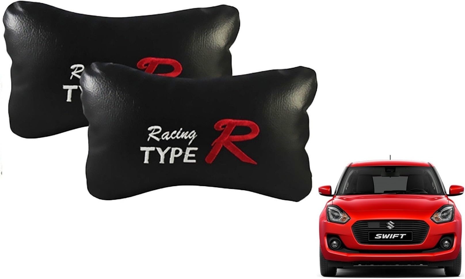 Auto Car Winner Type R Black(Set of 2) Car Neck Rest Cushion for New Maruti Swift 2018 VXI