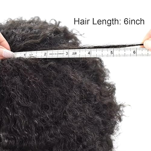 Miniatura 6 de Afro Toupee para hombres negros Sistema de reemplazo de cabello para hombres afroamericanos Afro Wave Mens Toupee brasileño rizado Cabello humano