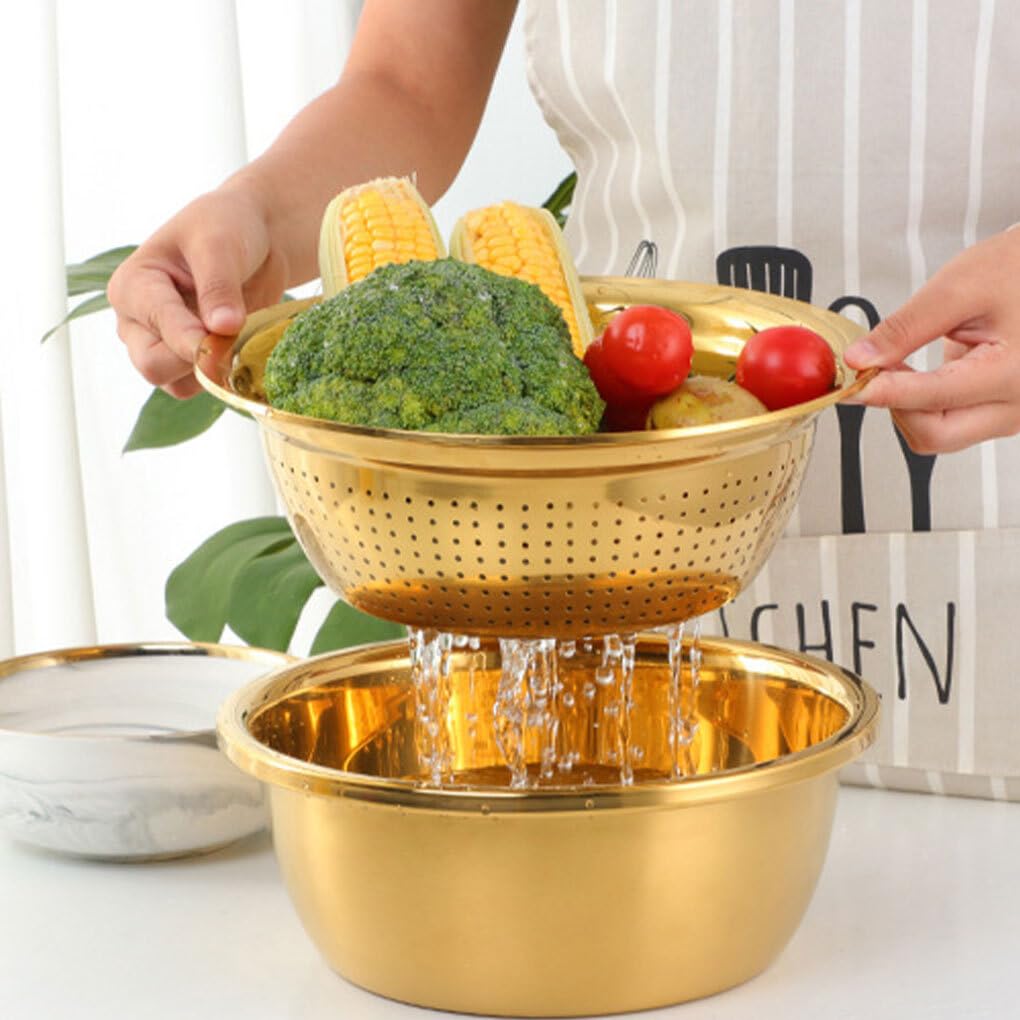 Colino con Ciotola Ampia Applicazione per Vari scopi in Cucina Acciaio Inossidabile Resistente e alla Moda Facile da Usare, Fantasia Rossa
