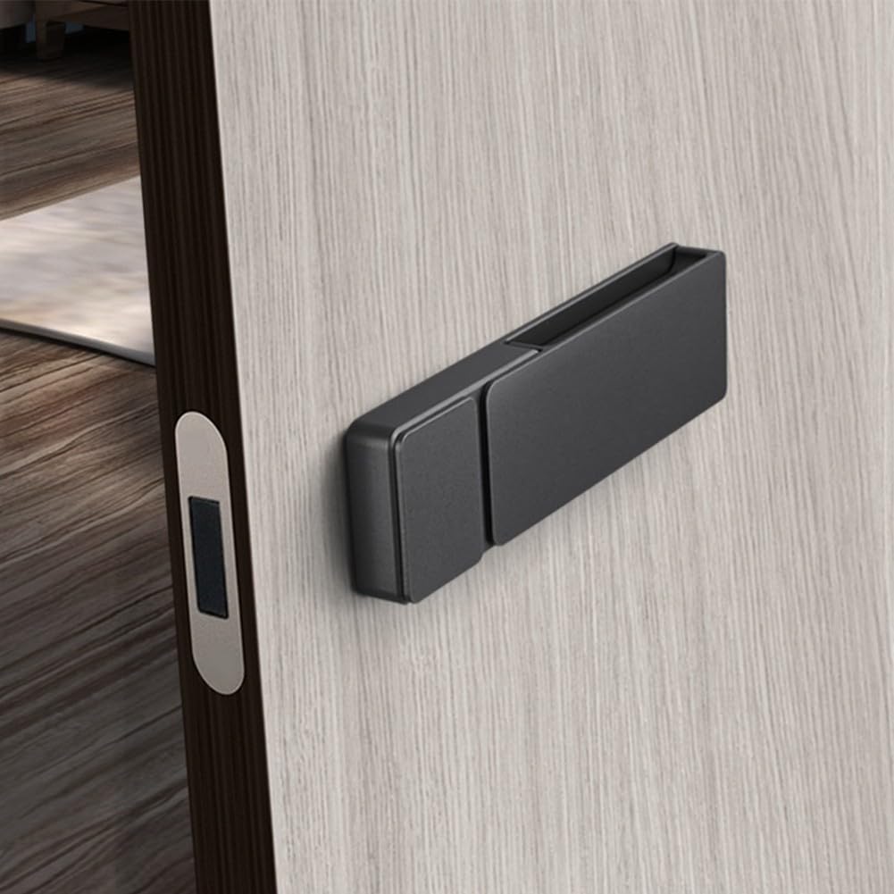 Cerradura de puerta interior de cobre puro con agujero invisible | Pestillo silencioso antioxidante para dormitorio, habitación de los niños, oficina, baño | Mecanismo de mango simple de moda (dorado)