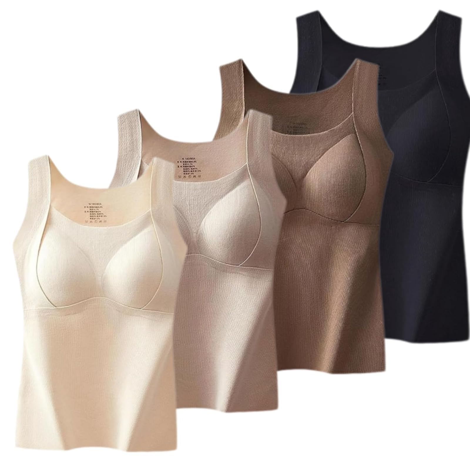Thickened Warm Tank Top with Shelf Bra Mochiinii Com Winter Womens Solid Warm Camisole Sleeveless Thermal Undershirt